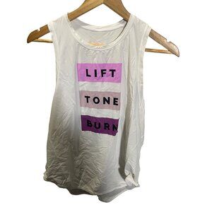 Lift Tone Burn Womens White Workout Tank Top Lightweight S